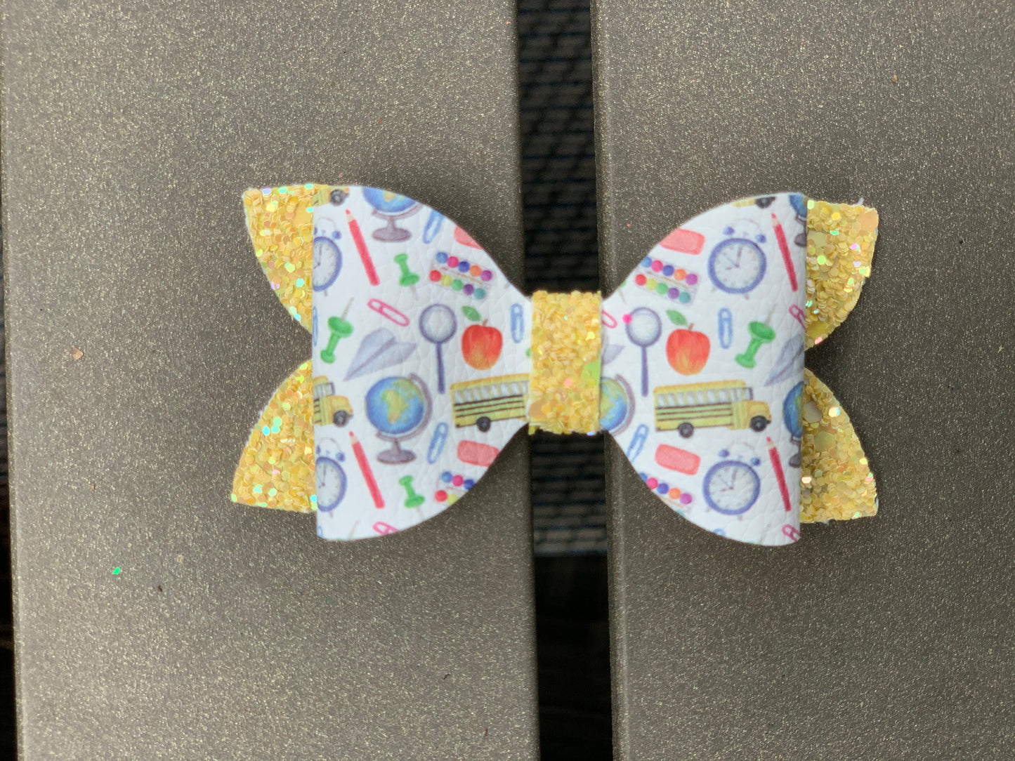 Back to School 3" School Things Bow, Hair B