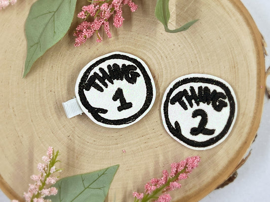 Thing 1 and Thing 2 Hair Clip, Cute Hair Clip, Pigtail Bows, Baby Girl Hair Clip, Toddler Hair Clip, Girls Hair Clip, Reading hair clip