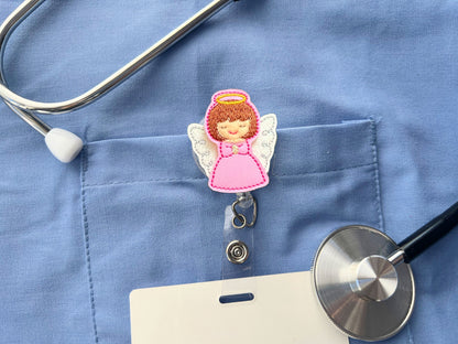 Angel badge reel, nurse gifts for women, Christmas badge, retractable teacher, Gift for Angel lovers,  Gift, Stocking Stuffer