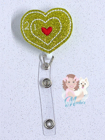mean green guy Christmas movie badge reel Christmas badge clip retractable ID badge holder, cute Christmas gifts for coworkers, his heart