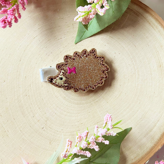 Hedgehog with Bow Hair Clips for toddlers, Animal Hair accessories for girls, Pigtail Bows, Baby Girl Hair Clip, Pet Girls clips for hair
