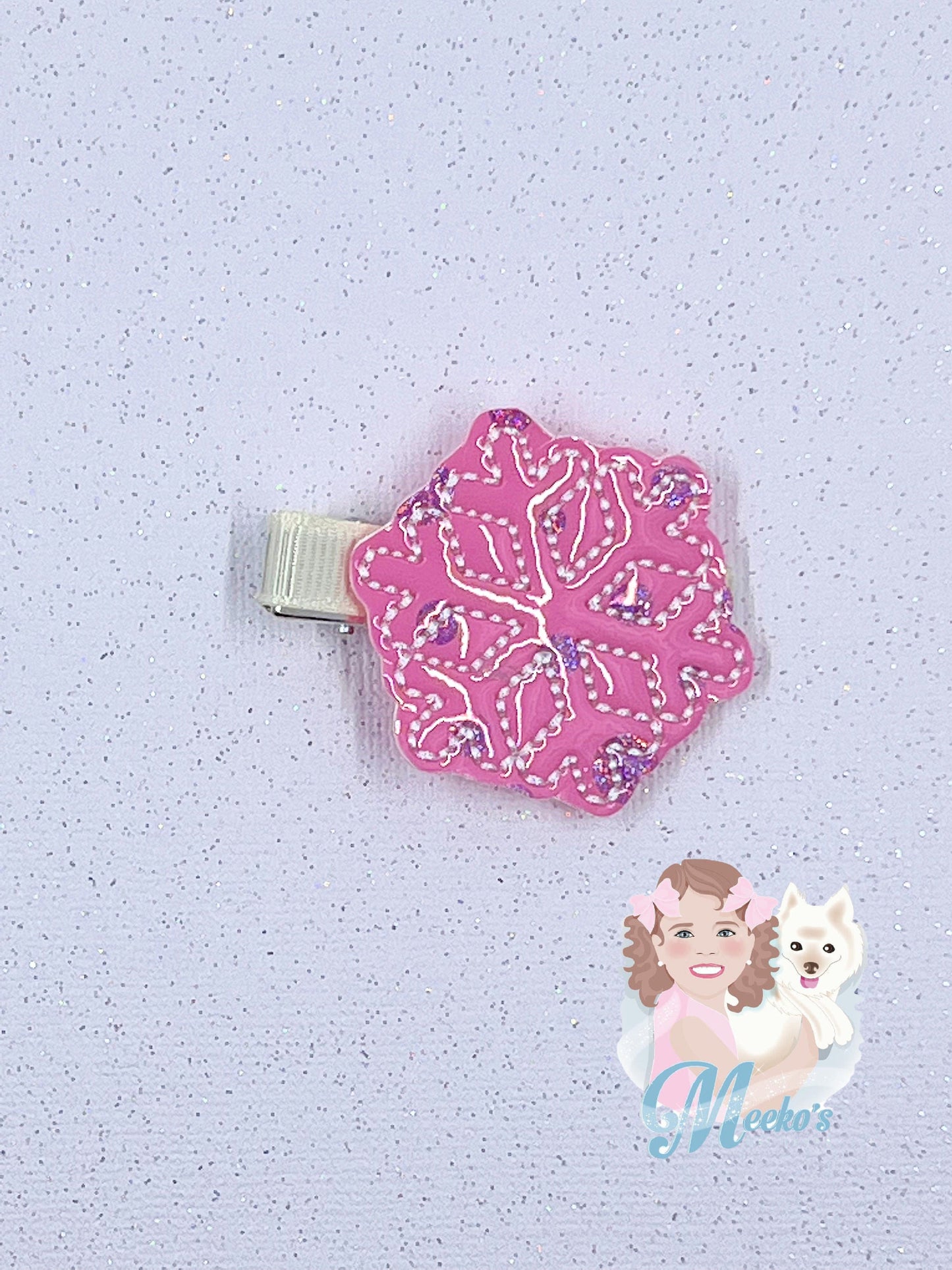 pink snowflake hair clips for toddler girls, pastel Christmas hair accessories for little girls, cute Christmas gifts for girls, stocking