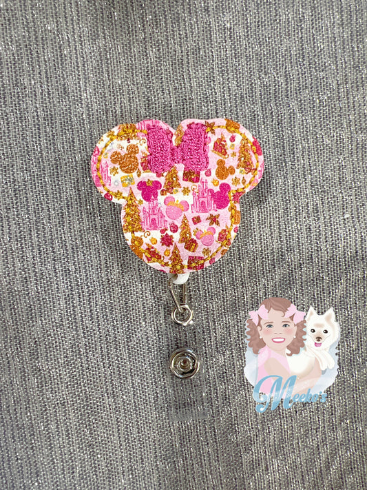 Christmas Mouse badge reel, nurse gifts for women, s for her, retractable teacher, stocking stuffers, coworker gift