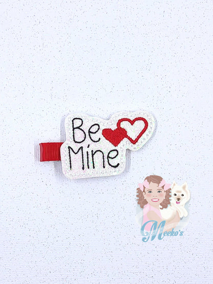 Be Mine Hair Clip, Valentines hair clip, Love Hair Clip, valentines gift for little girl, hair clip for toddler, valentines hair accessories