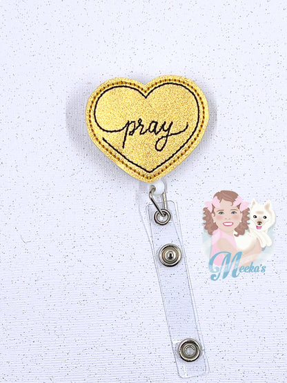 Pray Badge Reel, Religious Badge Holder, Nurse Badge Reel, Teacher Badge, Badge Buddy, Interchangeable Badge Topper