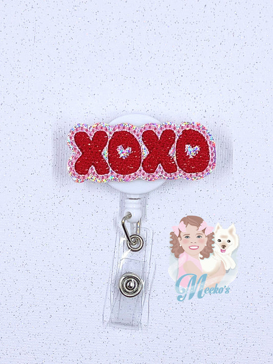 xoxo Valentine badge reel nurse gifts for women, hugs and kisses badge clip retractable badge holder, Galentines day gifts for coworker, CNA