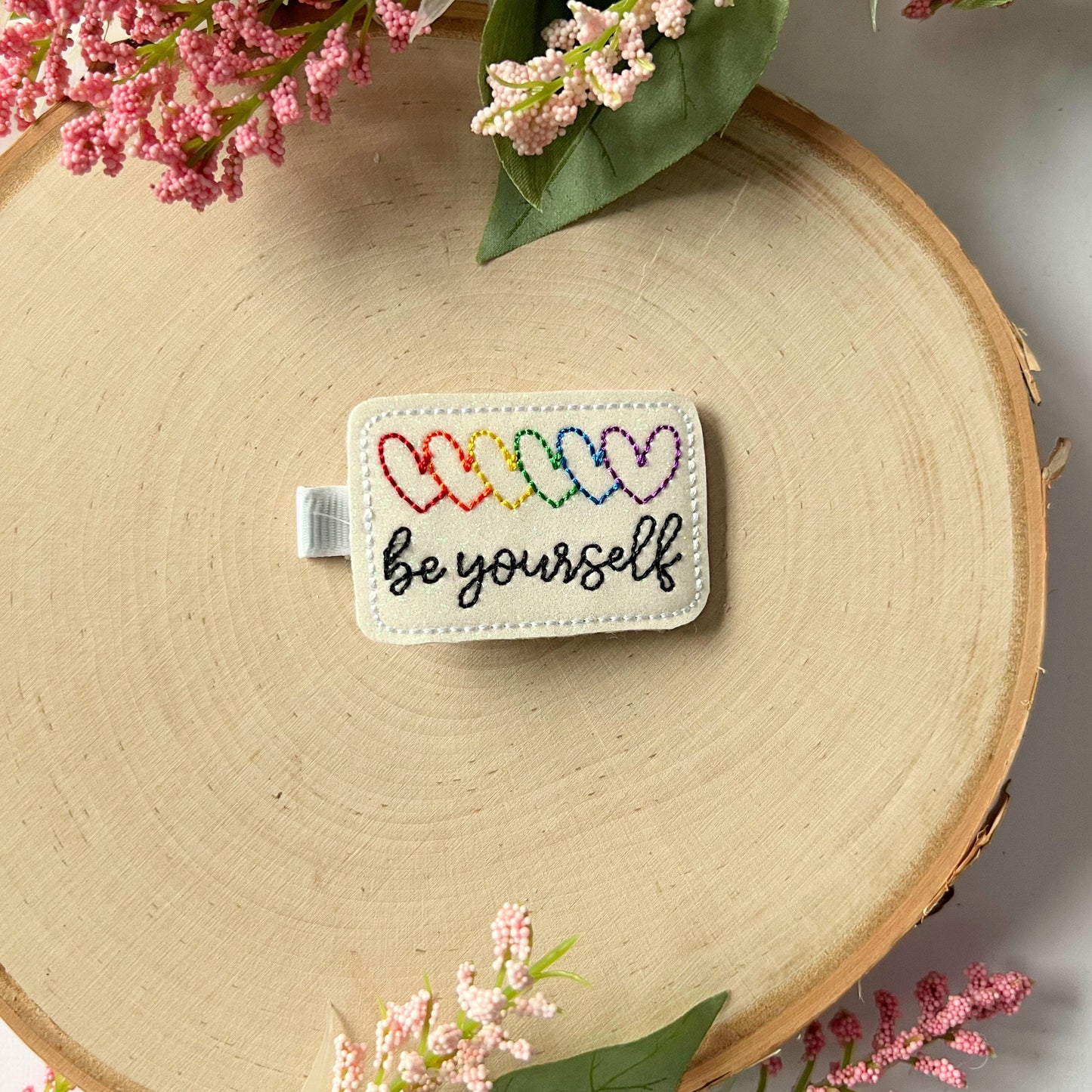 be yourself heart hair clips for girls, rainbow hair accessories for little girls, cute hair barrettes for baby girl pigtail clips, toddler