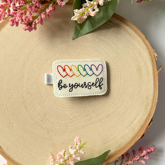 be yourself heart hair clips for girls, rainbow hair accessories for little girls, cute hair barrettes for baby girl pigtail clips, toddler