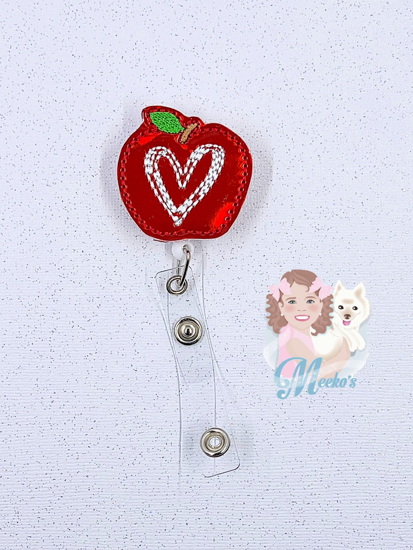 apple for teacher badge reel cute gifts for preschool teachers, stocking stuffers for teachers, red apple badge holder retractable