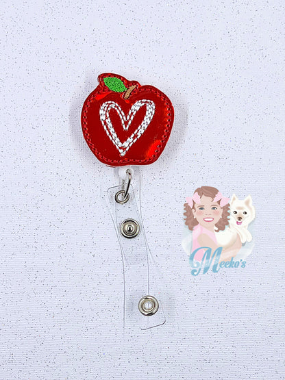 apple for teacher badge reel cute gifts for preschool teachers, stocking stuffers for teachers, red apple badge holder retractable