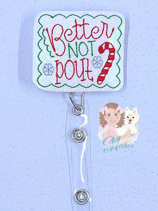 better not pout Christmas badge reel NICU nurse gifts for women, funny badge clips retractable ID badge lanyard for work, secret Santa gift