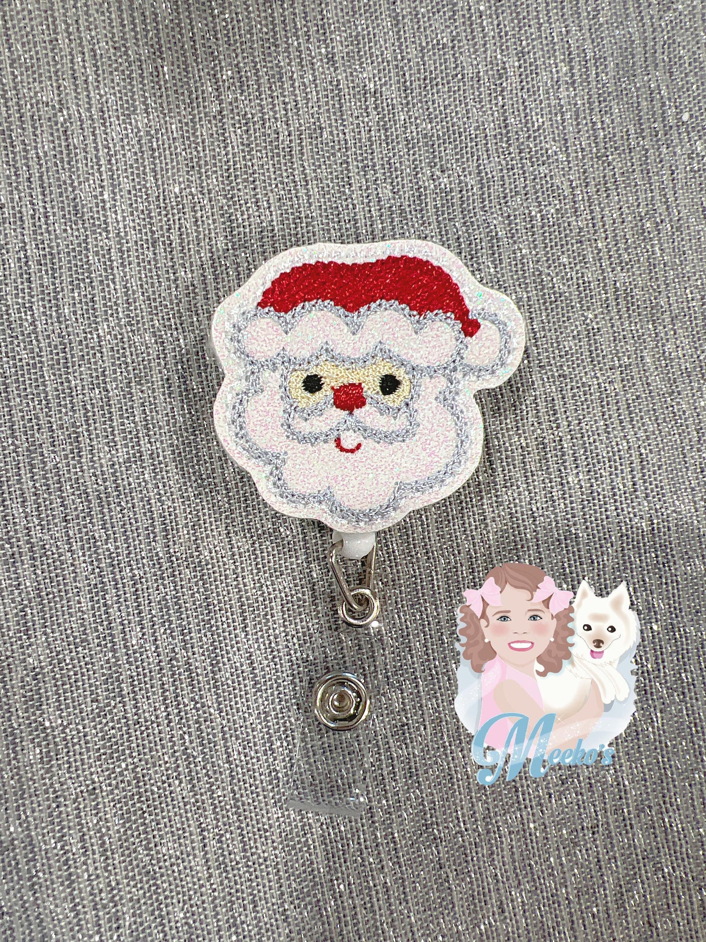 Santa badge reel, nurse gifts for women, s for her, retractable teacher, stocking stuffers, coworker gift, secret Santa gift