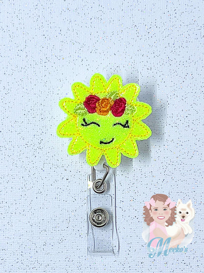 happy sun badge clip retractable gifts for teachers, sunshine badge reel pediatric nurse gifts for women, interchangeable badge, summer