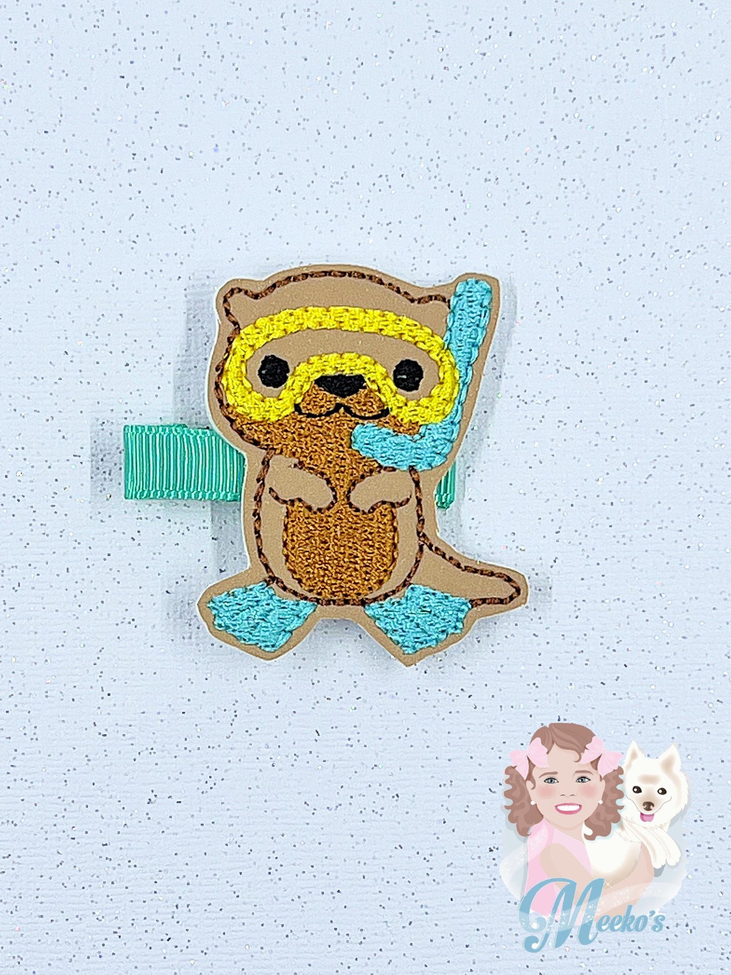 Otter hair clip for girls, birthday outfit accessories, otter gifts for little girls, summer hair clip for toddler girls, cute