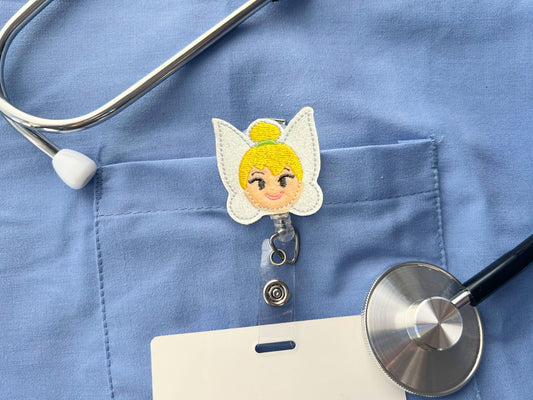 Tink badge reel  badge clip retractable ID badge holder, magical gift for coworker, fairy gift, pixie dust badge, fun badge for nurse