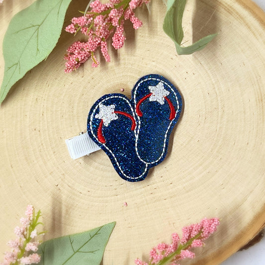 Blue Flip flops Hair Clip, Cute Hair Clip, Pigtail Bows, Baby Girl Hair Clip, Toddler Hair Clip, Girls Hair Clip, Flipflops Hair Clip
