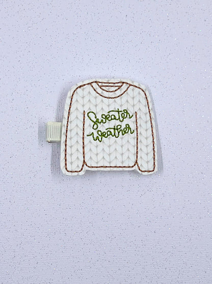 Sweater Weather Hair Clips for toddlers, winter Hair accessories for girls, Pigtail Bows, Baby Girl Hair Clip, Stocking Stuffers for girls
