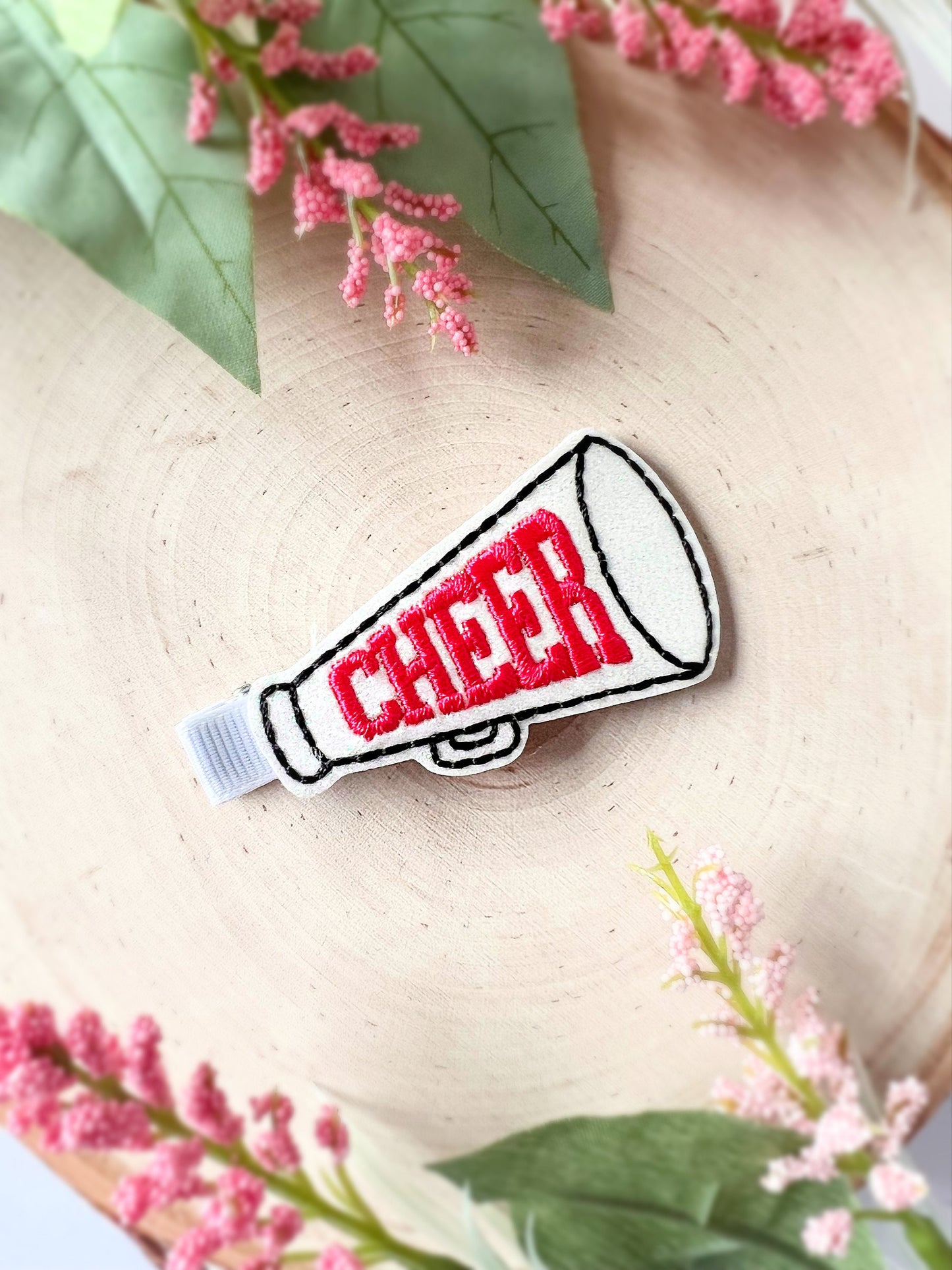 Cheerleading Hair Bow, megaphone Hair Clip, Feltie Hair Clip, Baby Girl Hair Clip, Toddler Hair Clip, Girls Hair Clip, Cheer Hair Clip