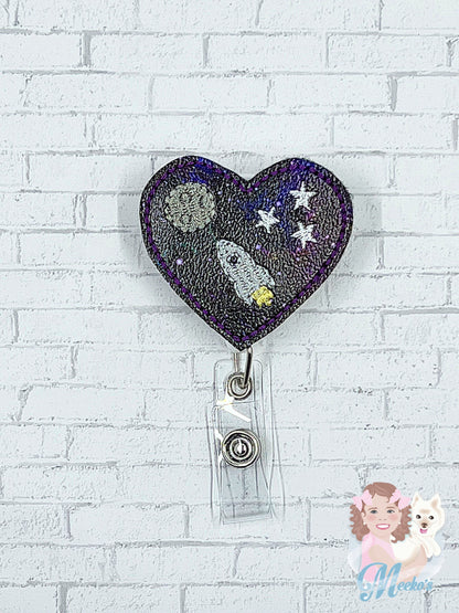 galaxy badge reel s for teachers, stocking stuffers for coworkers, astronomy gifts, to the moon and back badge clips for CNA