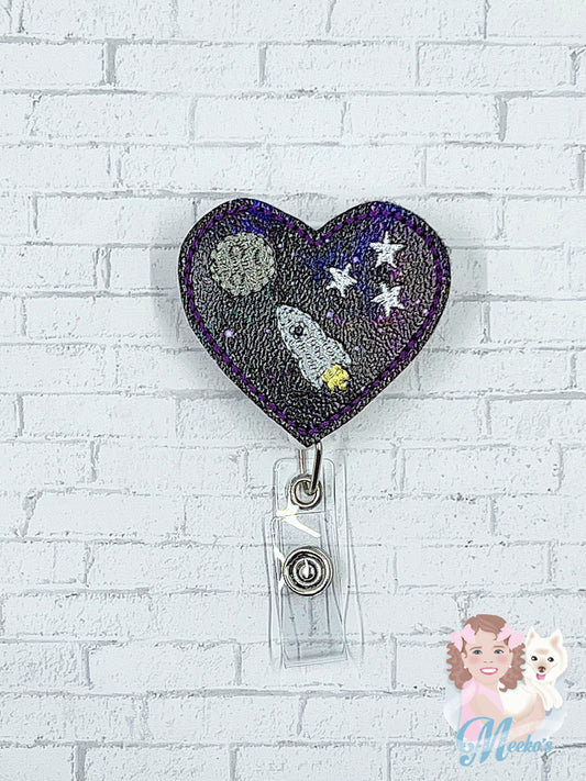 galaxy badge reel s for teachers, stocking stuffers for coworkers, astronomy gifts, to the moon and back badge clips for CNA