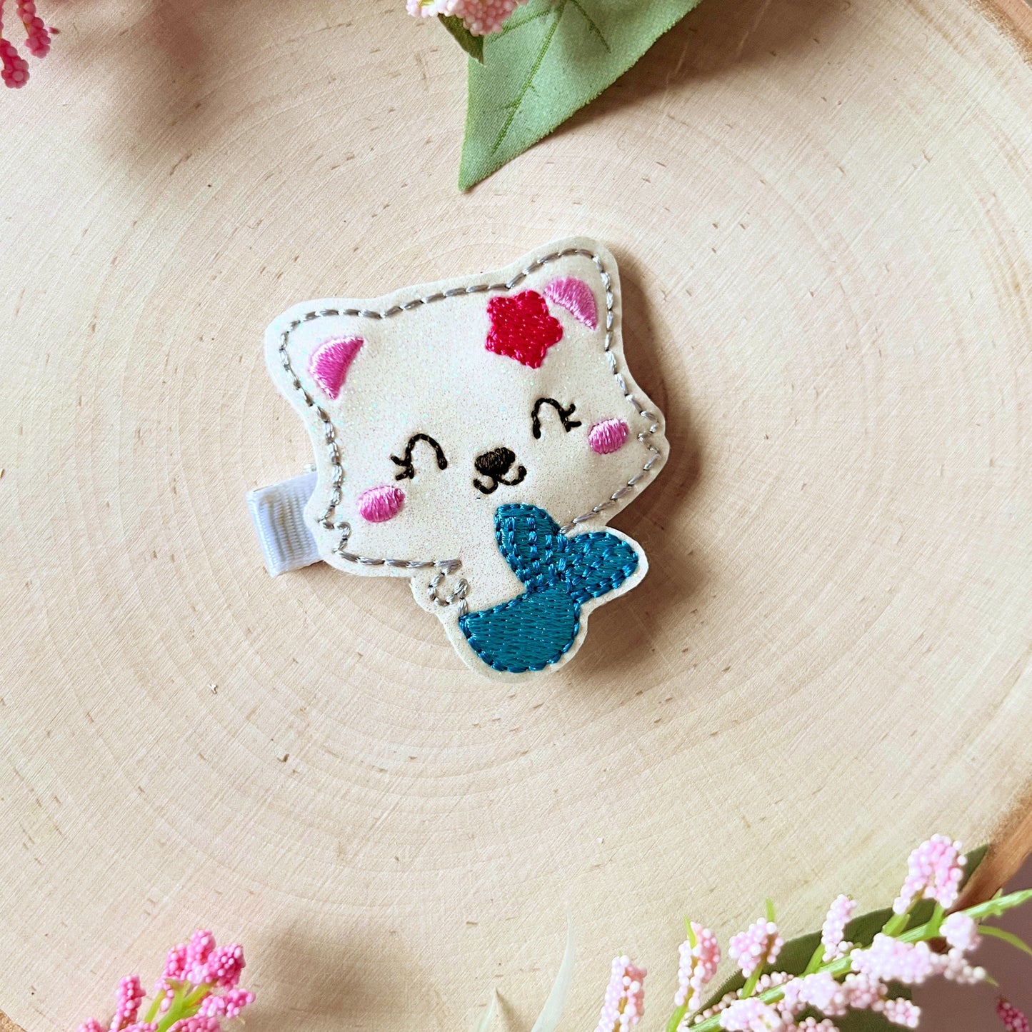 Cat Mermaid Hair Clips for toddlers, Beach Hair accessories for girls, Pigtail Bows, Baby Girl Hair Clip, Girls clips for hair, Mermaid gift