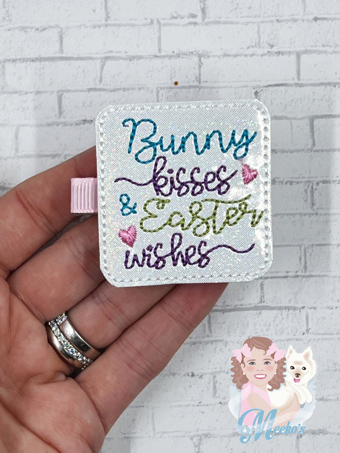 bunny kisses and Easter wishes Easter hair clip for toddler girls, Easter bunny hair accessories for girls, Easter basket stuffers for