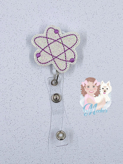 Science badge Reel, back to school badge, cute badge clips, Nurse Badge Clip, Teacher Badge, atoms badge holder, Badge Buddy