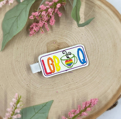 LGBTeaQ Hair Clip, Pride Hair Clip, Pride Hair Bow, Feltie Hair Clip, LGBTQ Support, Ally Hair
