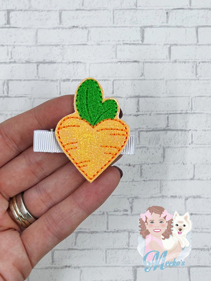 Carrot Heart Hair Clip, Carrot Hair Clip, Baby Girl Hair Clip, Toddler Hair Clip, Hair Barrette, Flower Barrette, Pigtail Clippies