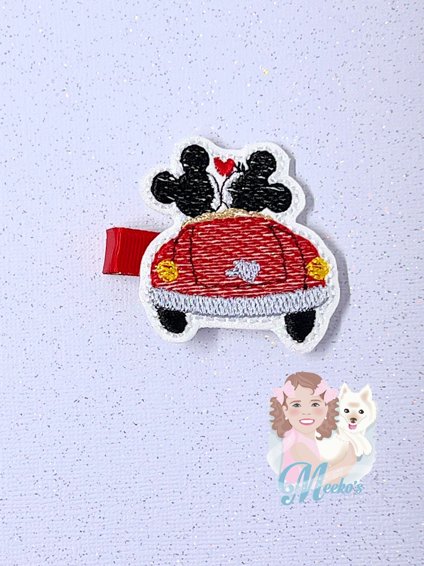 Mouse Hair Clip, Valentines hair clip, Love Hair Clip, valentines gifts for little girl, hair clip for toddler, valentines hair accessories