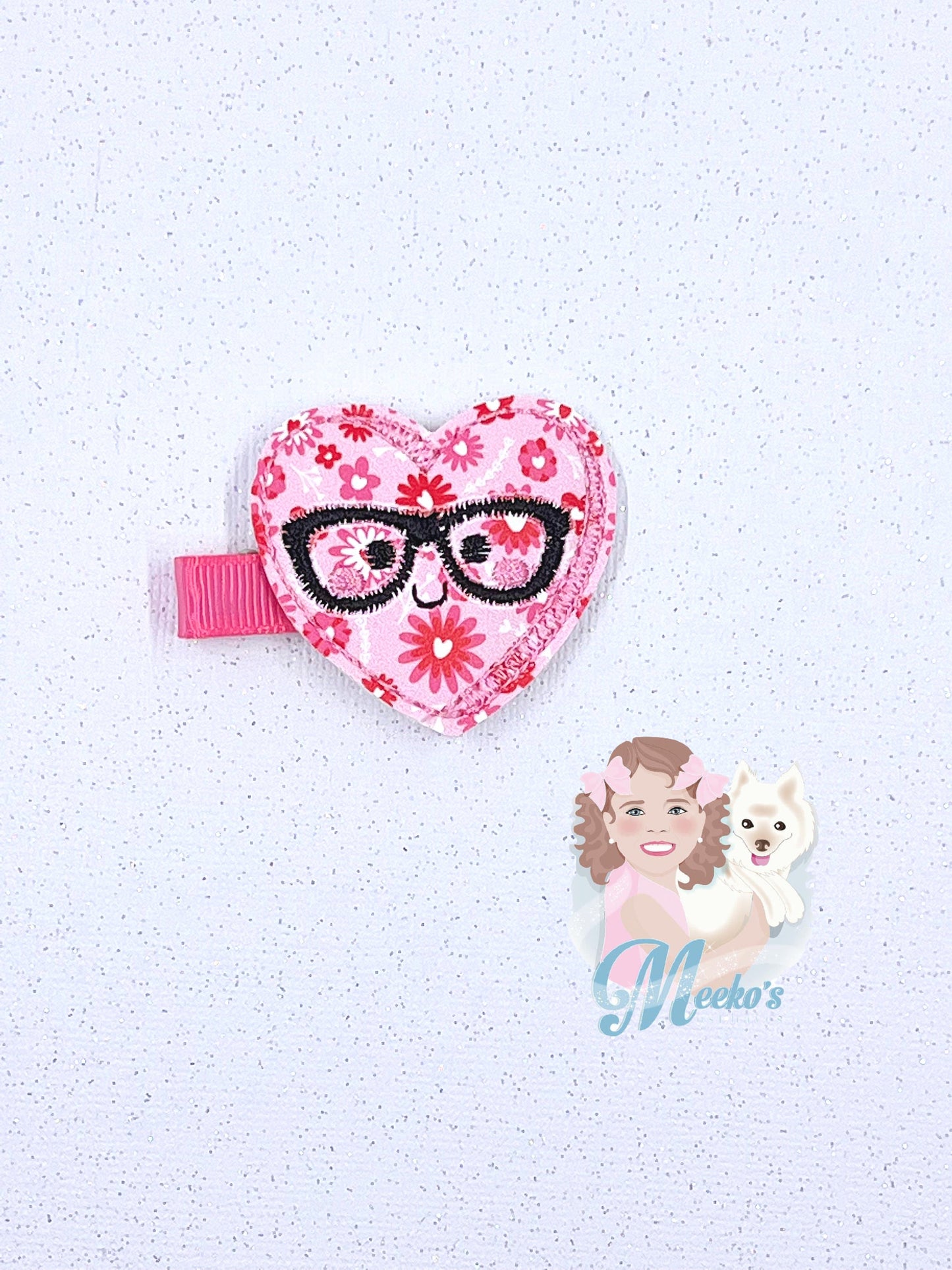 Valentine hair clip, Valentines hair, birthday outfit accessories, valentines gift for little girls, hair clip for toddler girls, Nerd Heart