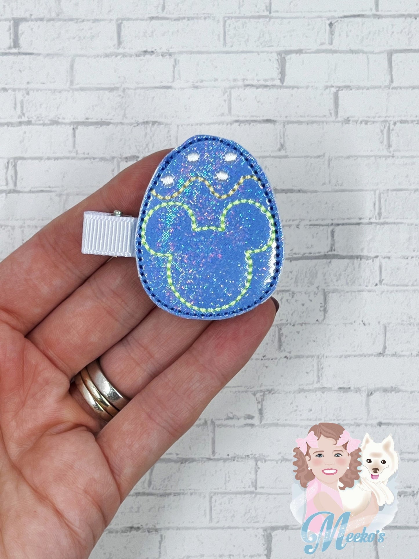 Mouse Egg Hair Clip, Mouse Hair Clip, Easter Mouse, Baby Girl Hair Clip, Toddler Hair Clip, Hair Barrette, Flower Barrette, Pigtail Clippies