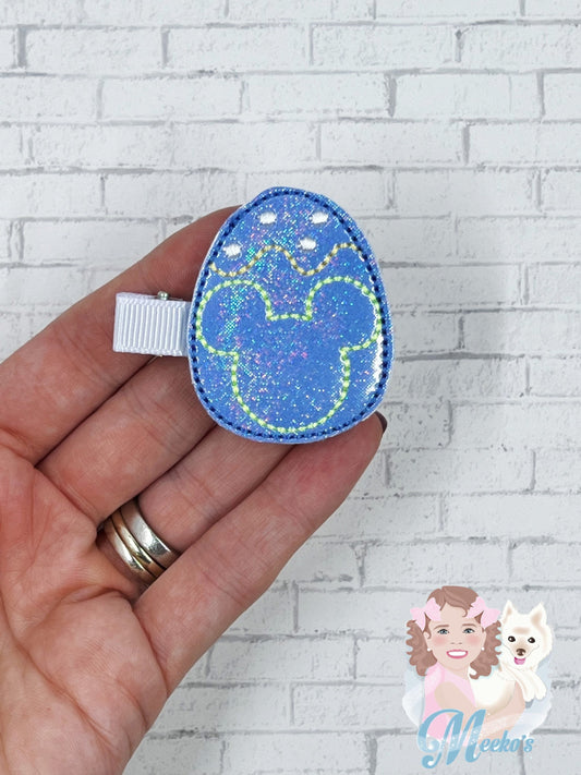 Mouse Egg Hair Clip, Mouse Hair Clip, Easter Mouse, Baby Girl Hair Clip, Toddler Hair Clip, Hair Barrette, Flower Barrette, Pigtail Clippies