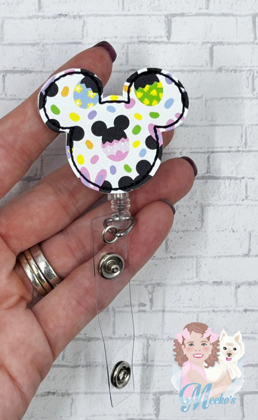 Mouse Eggs Badge Reel, Mouse Badge Reel, Easter Badge Holder, Nurse Badge Clip, Teacher Badge, Teacher Lanyard, Badge Buddy