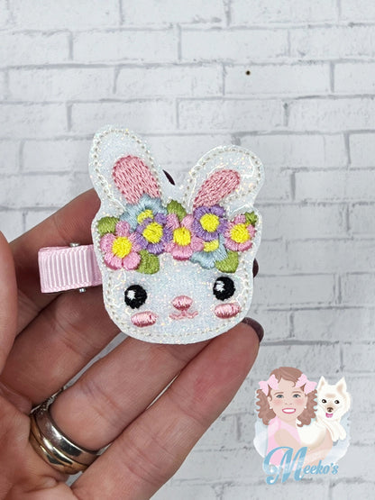 Flower Bunny Hair Clip, Bunny Hairclip, Bunny Barrette, Easter Hair Clip, Easter Hair Accessories, Toddler Hair Clip, Baby Girl Hair Clip