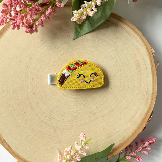 taco hair clips for girls, fiesta birthday hair accessories for toddler girls, kawaii food pigtail clips for little girls, taco gifts, cute