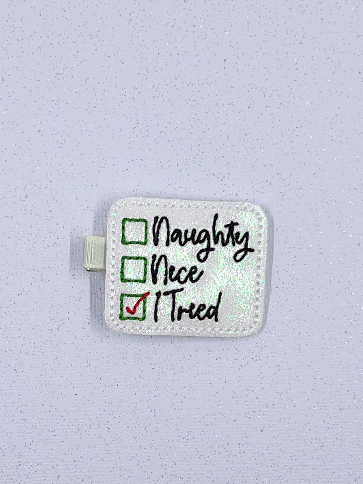 naughty nice I tried Christmas hair clips for kids, sassy hair accessories for girls, funny Christmas gifts for toddler girls, stocking