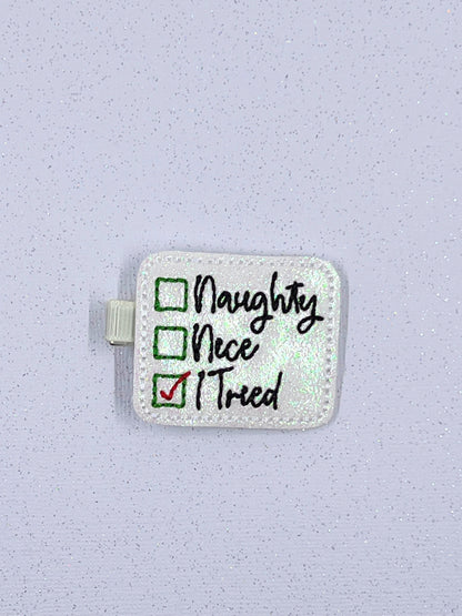 naughty nice I tried Christmas hair clips for kids, sassy hair accessories for girls, funny Christmas gifts for toddler girls, stocking