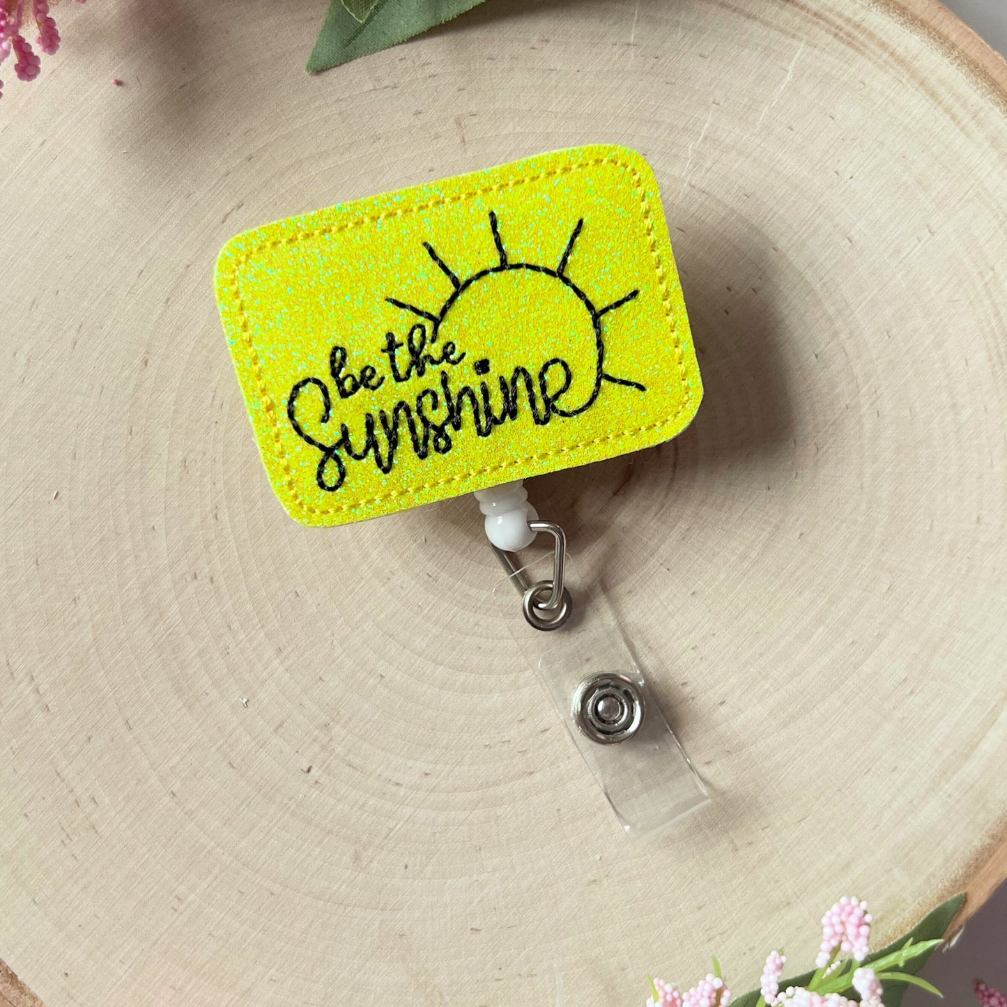 be the sunshine badge reel nurse gifts for women, inspirational gifts for coworkers, positive affirmations badge clip retractable ID badge