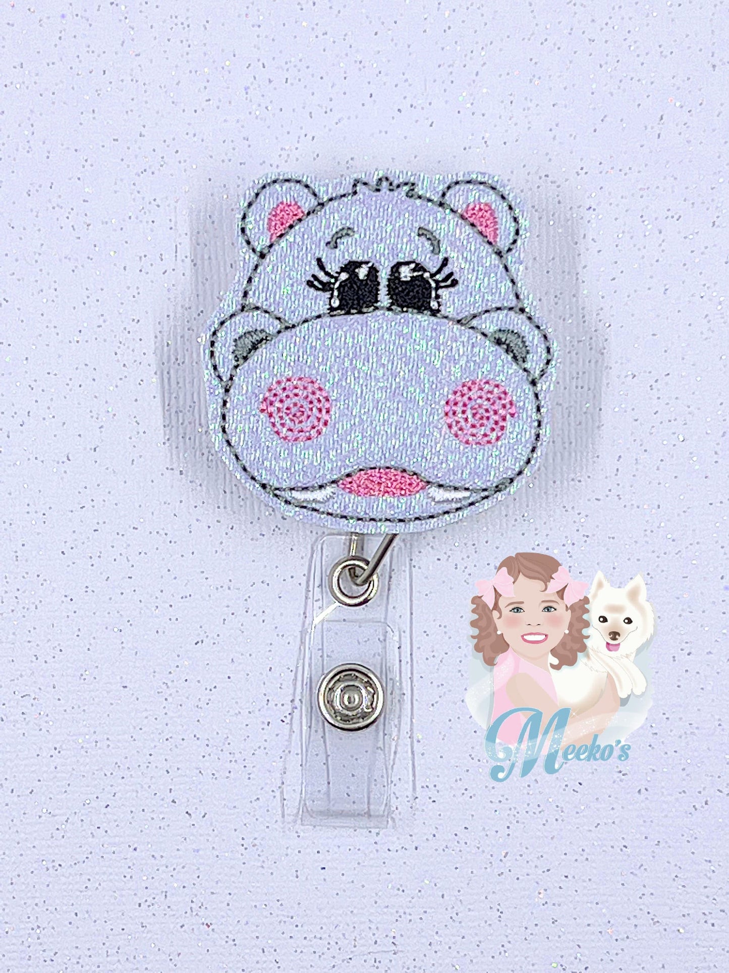 Hippopotamus badge reel, nurse gifts for women, Hippo gifts for her, retractable teacher, gift for hippo lovers, hippopotamus lover badge