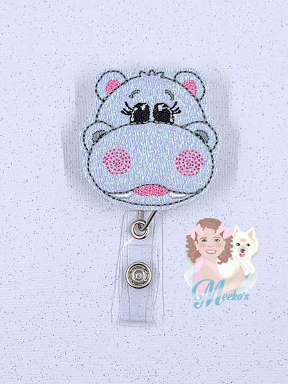 Hippopotamus badge reel, nurse gifts for women, Hippo gifts for her, retractable teacher, gift for hippo lovers, hippopotamus lover badge