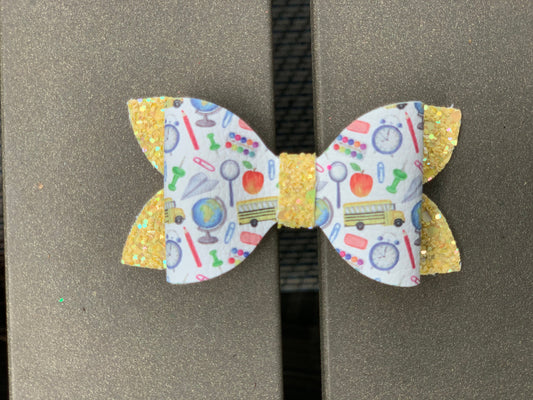 Back to School 3" School Things Bow, Hair B