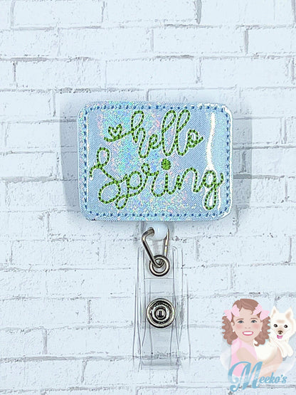 Hello Spring Badge Reel, Spring Badge Holder, Spring Badge Reel, Seasons Badge Clip, Nurse Badge, Teacher Lanyard, Badge Buddy