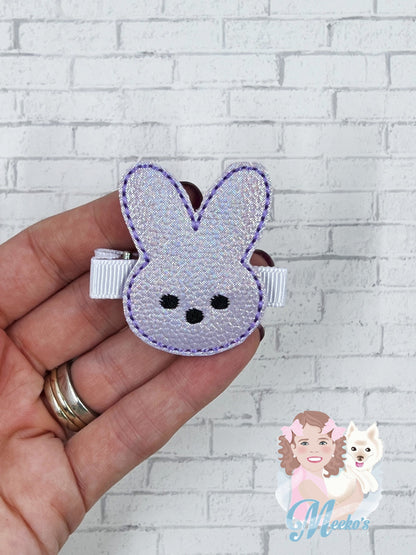 Purple Bunny Hair Clip, Marshmallow Bunny Hair Clip, Baby Girl Hair Clip, Toddler Hair Clip, Hair Barrette, Pigtail Clippies
