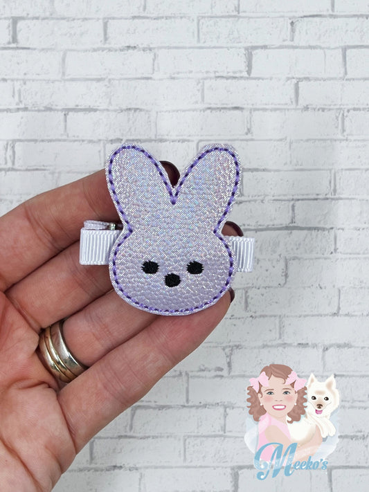 Purple Bunny Hair Clip, Marshmallow Bunny Hair Clip, Baby Girl Hair Clip, Toddler Hair Clip, Hair Barrette, Pigtail Clippies