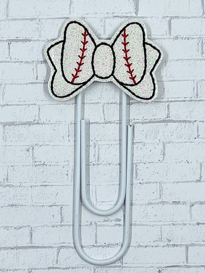 Baseball Bow Planner Clip, Baseball Paper Clip, Planner Accessories, Planner Paperclip, Baseball, Planner