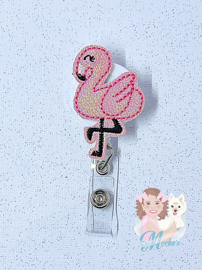 Flamingo Badge Reel, bird Badge Reel, summer Badge Holder, Nurse Badge Clip, Teacher Badge, Teacher Lanyard, Badge Buddy