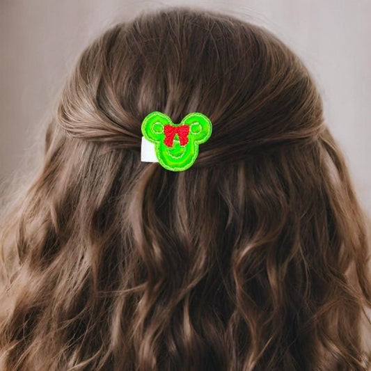 Mouse wreath hair clips for girls, cute Christmas hair accessories for little girls, stocking stuffers for toddler girls, advent calendar
