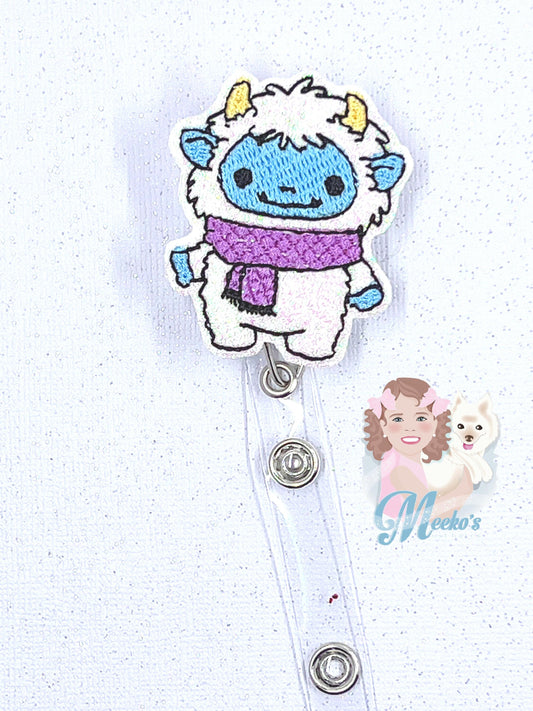cute yeti badge reel teacher badge clip, abominable snowman badge holder retractable ID badge lanyard for women, stocking stuffers for nurse