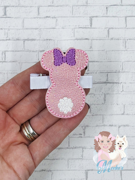 Mrs Mouse Bunny Hair Clip, Mouse Hair Clip, Baby Girl Hair Clip, Toddler Hair Clip, Hair Barrette, Flower Barrette, Pigtail Clippies